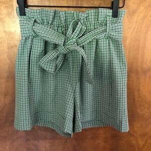Aritzia Wilfred Green Gingham Plaid Paperbag Shorts Baggy Y2K Trouser Preppy Mod